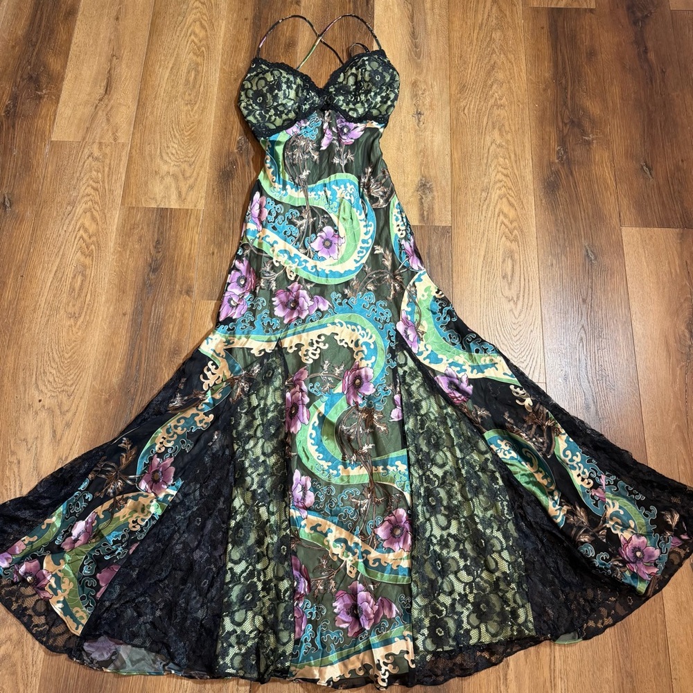 Vintage 90’s Y2K Silk Dress Vintage Floral Vintage Lace Dress Vintage Silk Dress - Picture 13 of 14